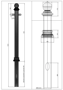 Słupek chodnikowy ozdobny | metalowy, kula, retro, miejski, parkingowy